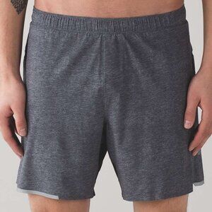 Lululemon Men's Surge Short *7" - M Heathered Texture Printed Greyt Deep Coal